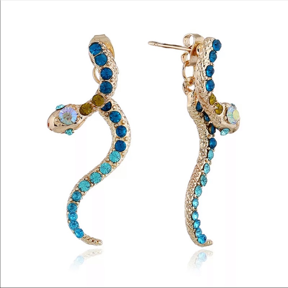New Boutique Snake Rhinestone Unique Earrings